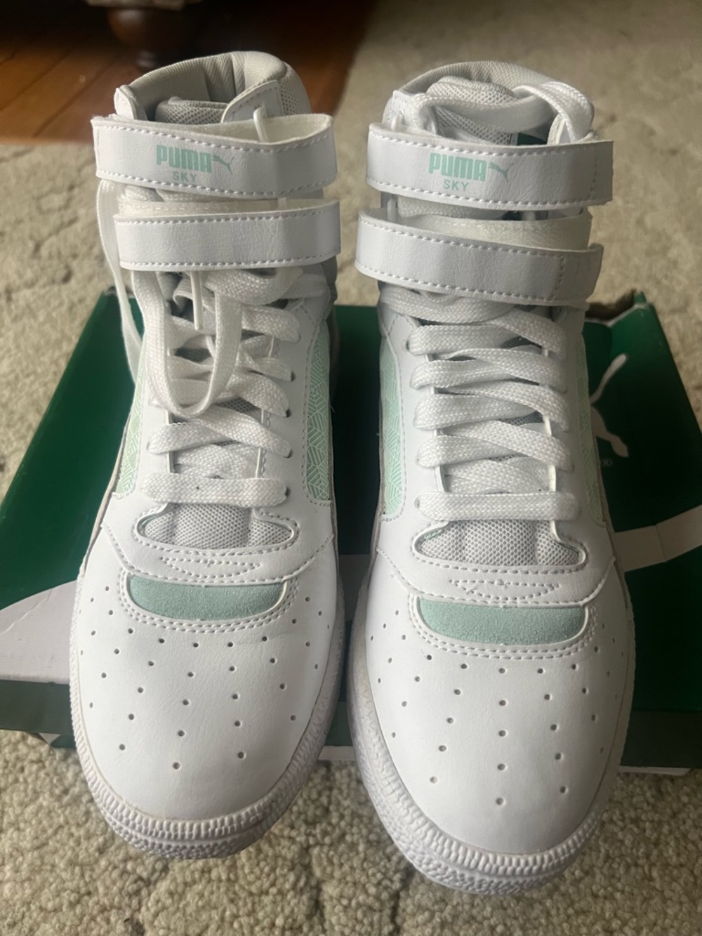 Women’s Puma Sky 2 Lace Mid 3D size 7.5 White, Fair Aqua & Glacier Gray